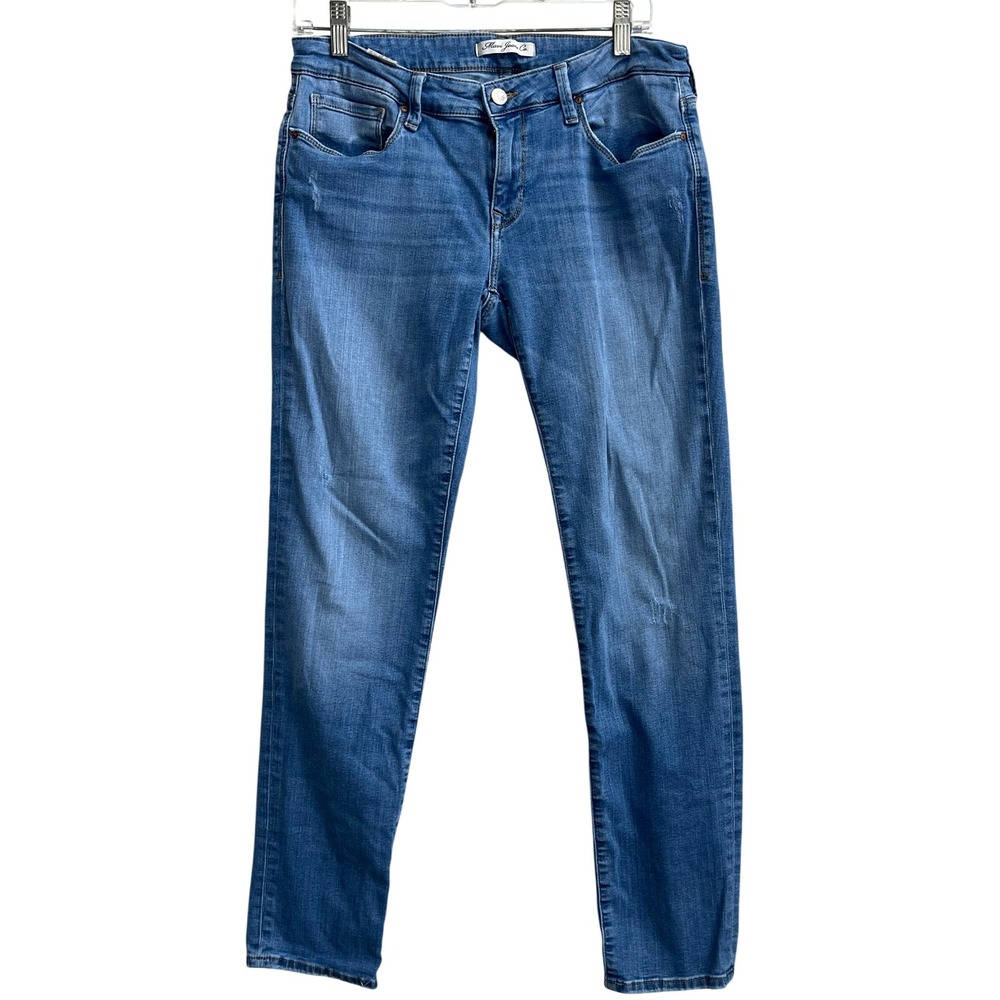 Mavi Emma Slim Boyfriend Jeans Medium Wash Distressed Blue Denim 28/32‎